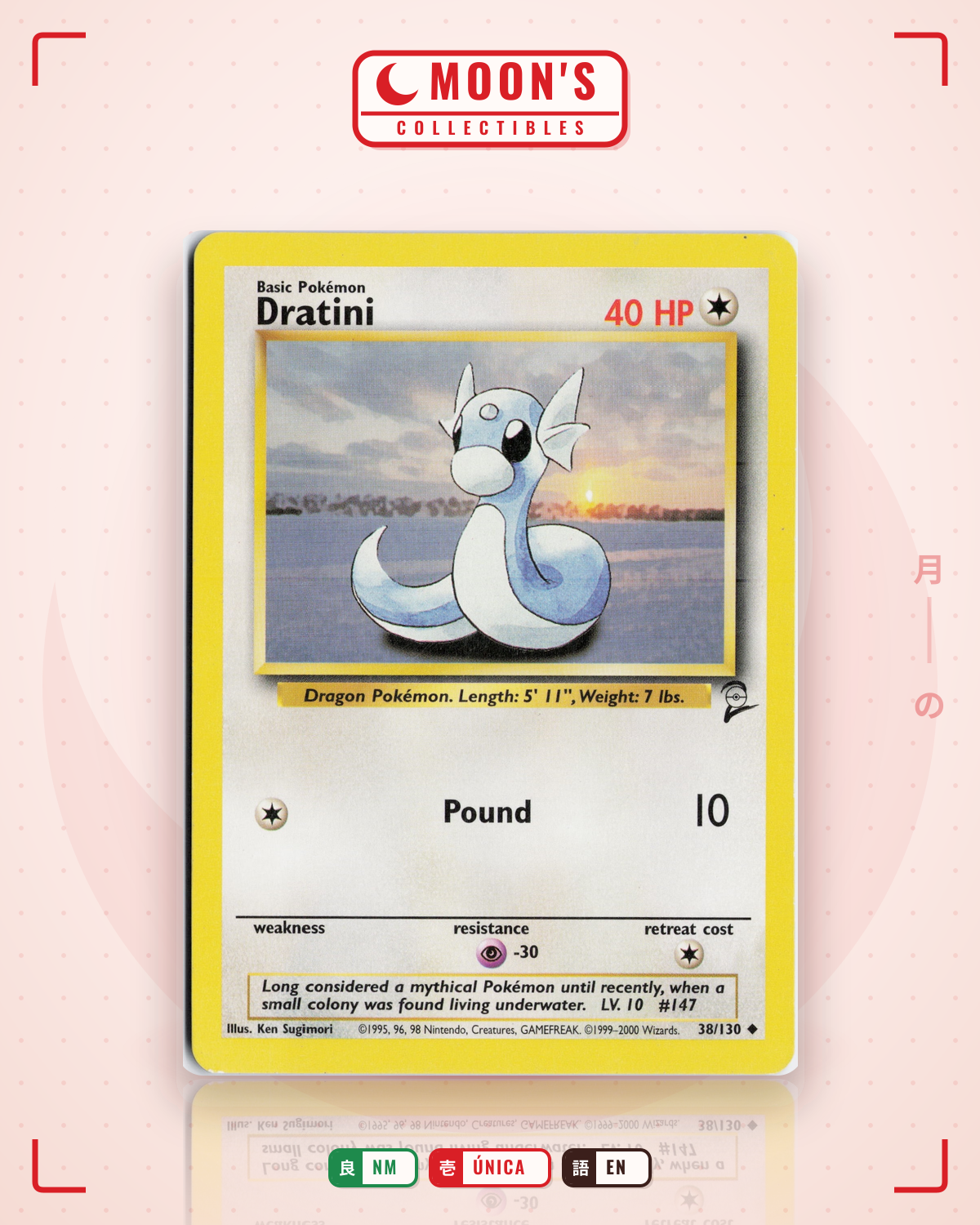 Carta Pokémon Dratini · Base Set 2 #38/130 (NM) — pieza única en Moon's Collectibles México