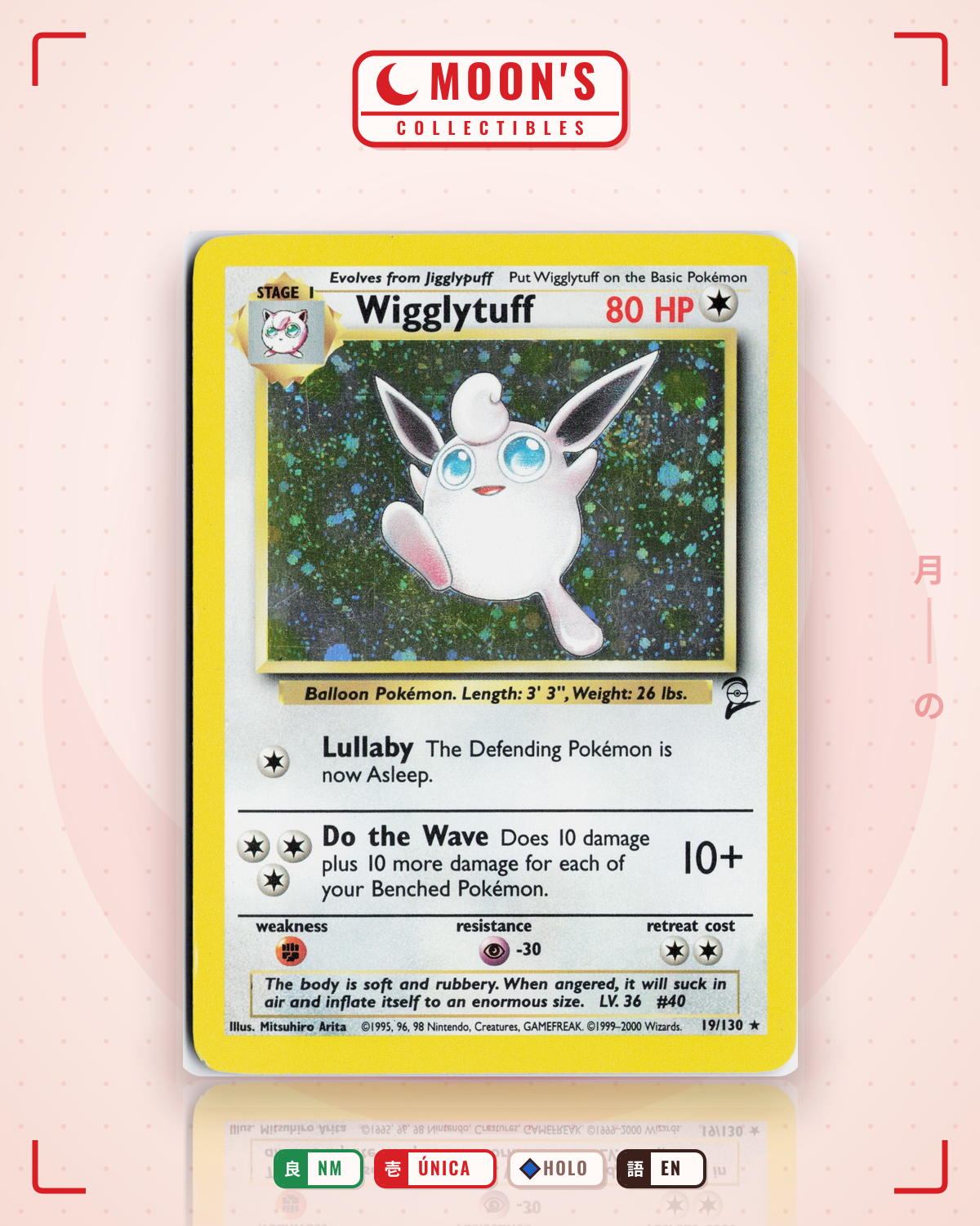 Carta Pokémon Wigglytuff · Base Set 2 #19/130 (NM) — pieza única en Moon's Collectibles México