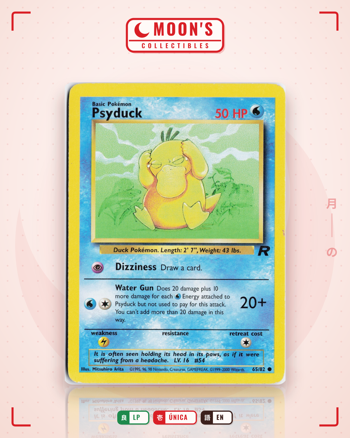 Carta Pokémon Psyduck · Team Rocket #65/82 (LP) — pieza única en Moon's Collectibles México