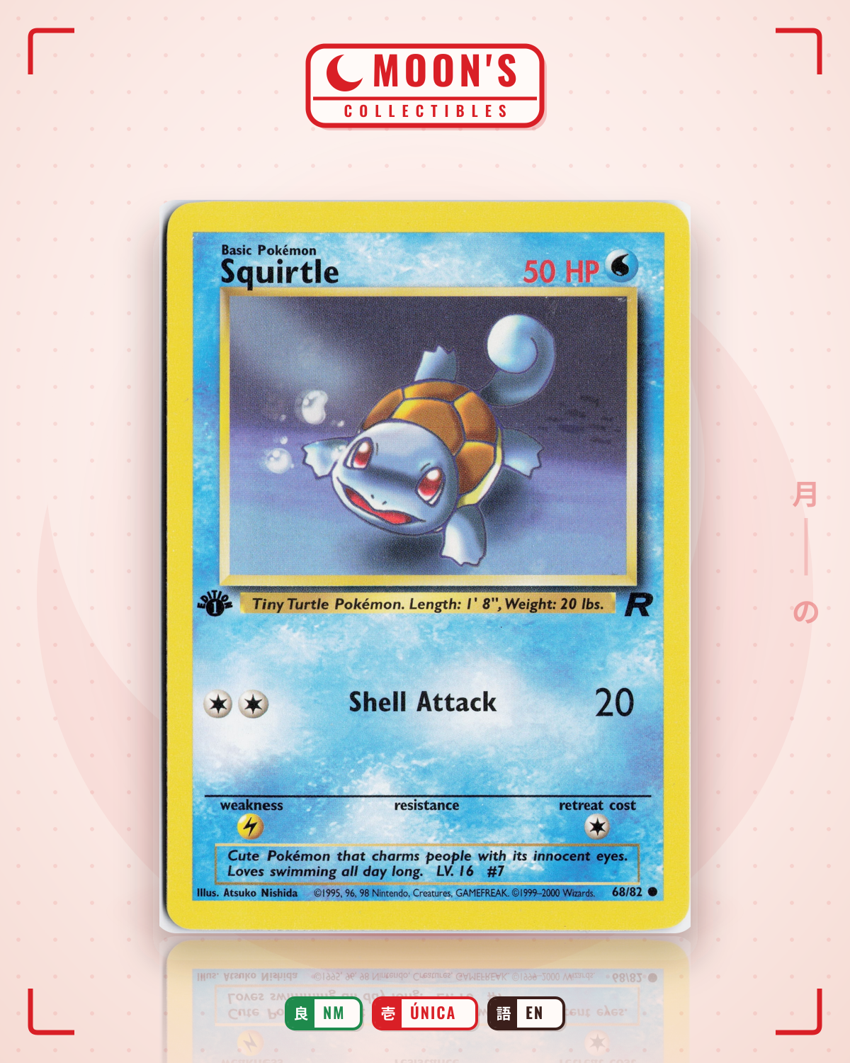 Carta Pokémon Squirtle · Team Rocket #68/82 (NM) — pieza única en Moon's Collectibles México