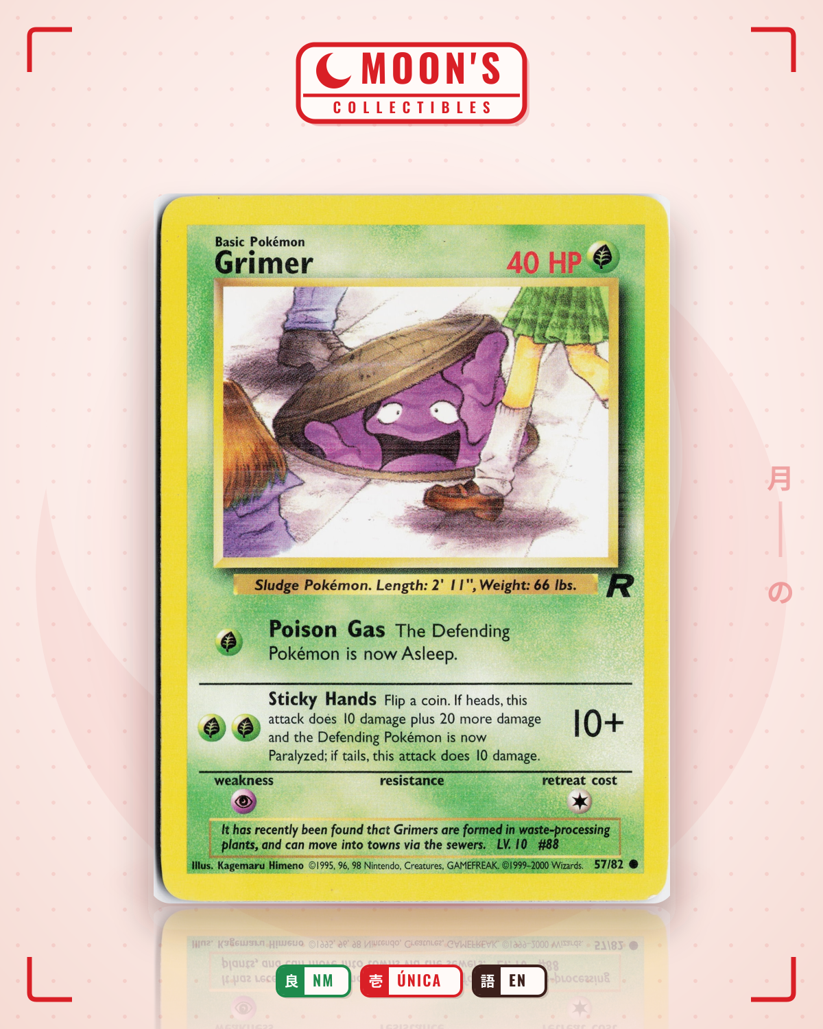Carta Pokémon Grimer · Team Rocket #57/82 (NM) — pieza única en Moon's Collectibles México