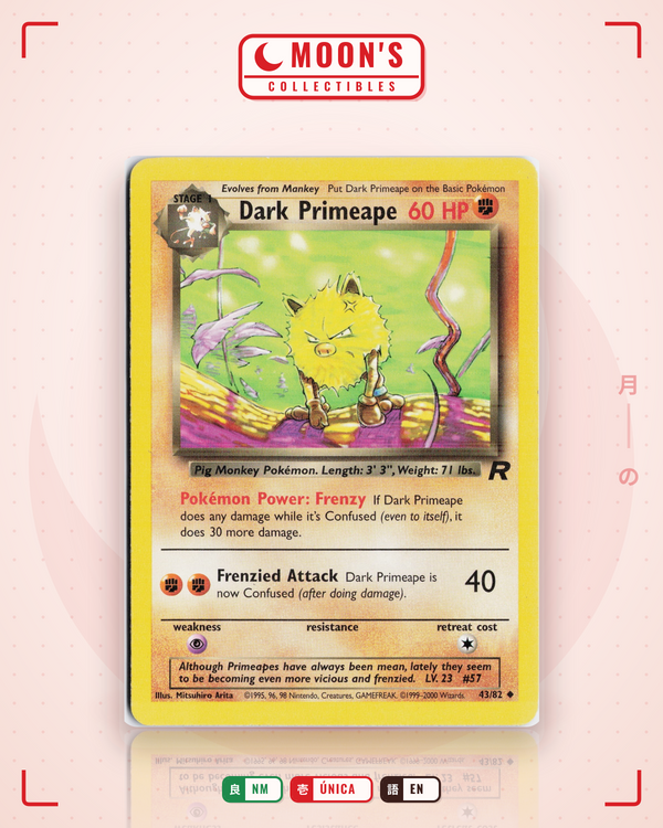 Carta Pokémon Dark Primeape · Team Rocket #43/82 (NM) — pieza única en Moon's Collectibles México