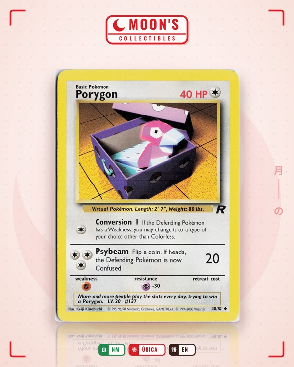 Carta Pokémon Porygon · Team Rocket #48/82 (NM) — pieza única en Moon's Collectibles México