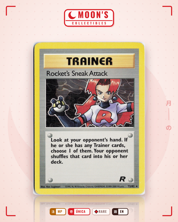 Carta Pokémon Rocket's Sneak Attack · Team Rocket #72/82 (MP) — pieza única en Moon's Collectibles México