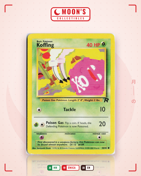 Carta Pokémon Koffing · Team Rocket #58/82 (NM) — pieza única en Moon's Collectibles México