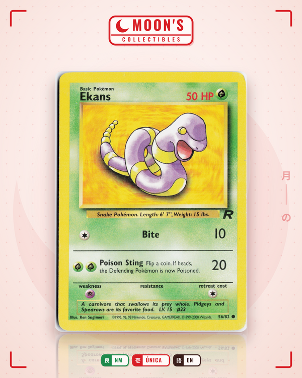 Carta Pokémon Ekans · Team Rocket #56/82 (NM) — pieza única en Moon's Collectibles México
