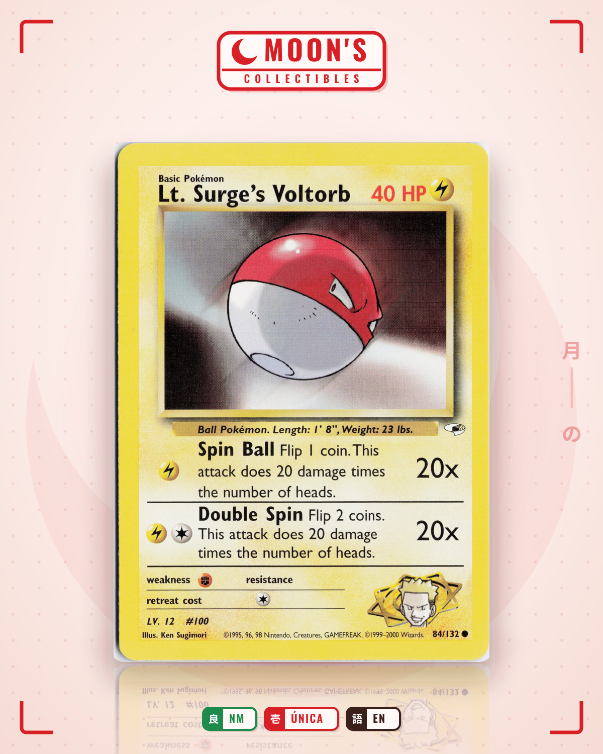 Carta Pokémon Lt. Surge's Voltorb · Gym Heroes #84/132 (NM) — pieza única en Moon's Collectibles México