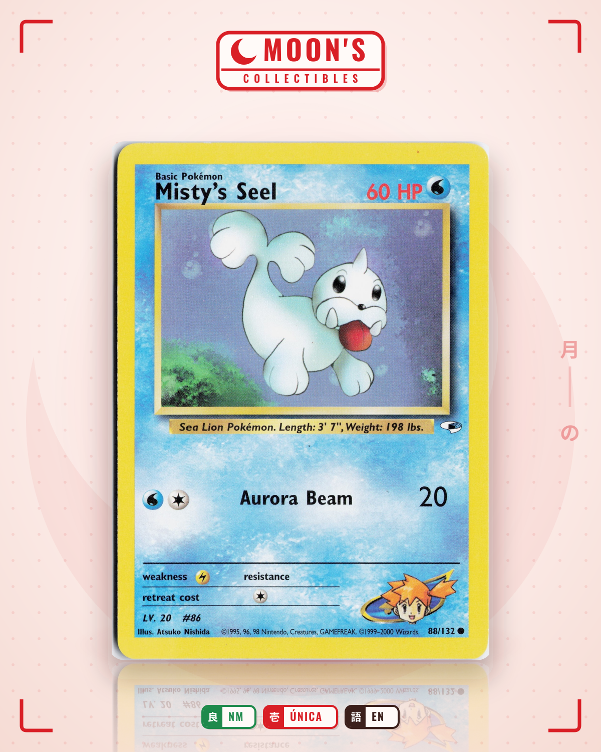 Carta Pokémon Misty's Seel · Gym Heroes #88/132 (NM) — pieza única en Moon's Collectibles México