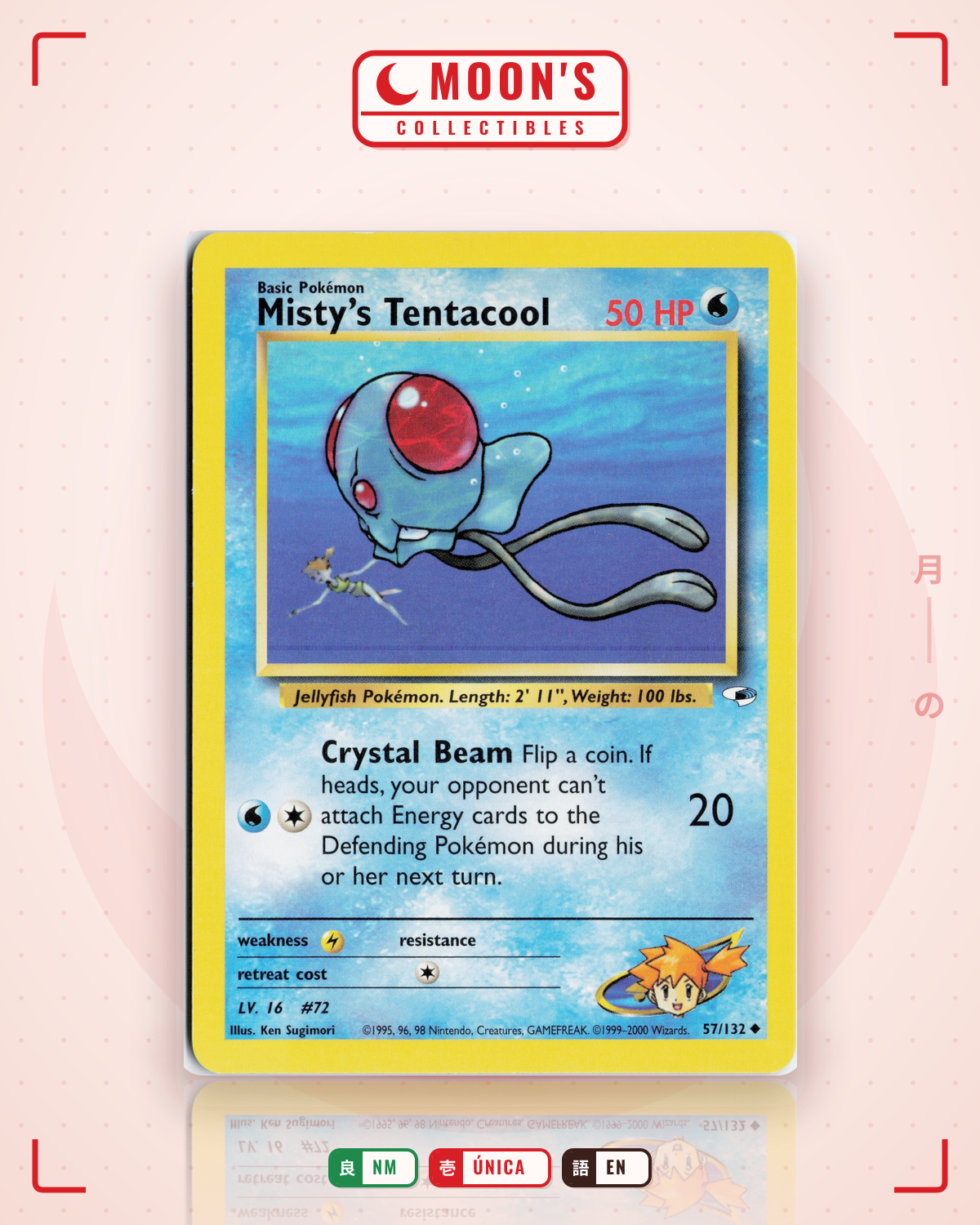 Carta Pokémon Misty's Tentacool · Gym Heroes #57/132 (NM) — pieza única en Moon's Collectibles México