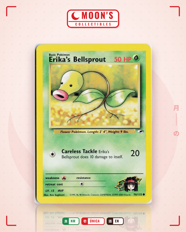 Carta Pokémon Erika's Bellsprout · Gym Heroes #76/132 (NM) — pieza única en Moon's Collectibles México