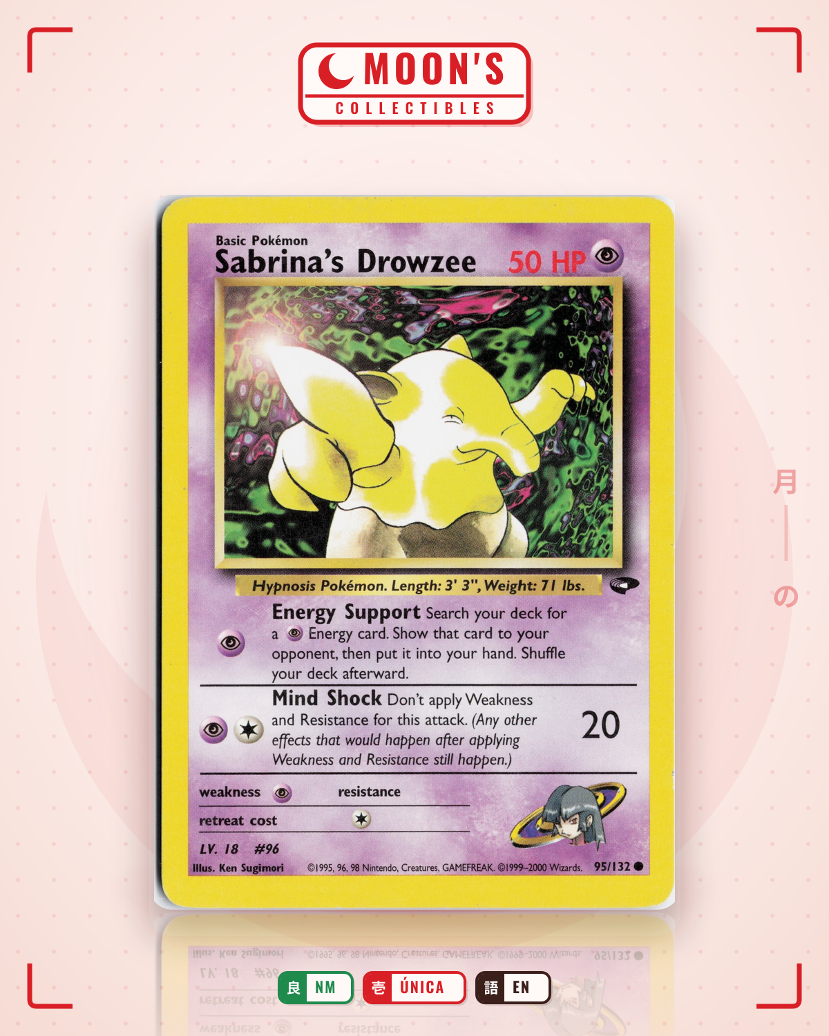 Carta Pokémon Sabrina's Drowzee · Gym Challenge #95/132 (NM) — pieza única en Moon's Collectibles México
