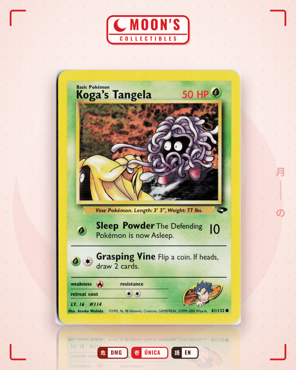 Carta Pokémon Koga's Tangela · Gym Challenge #81/132 (DMG) — pieza única en Moon's Collectibles México
