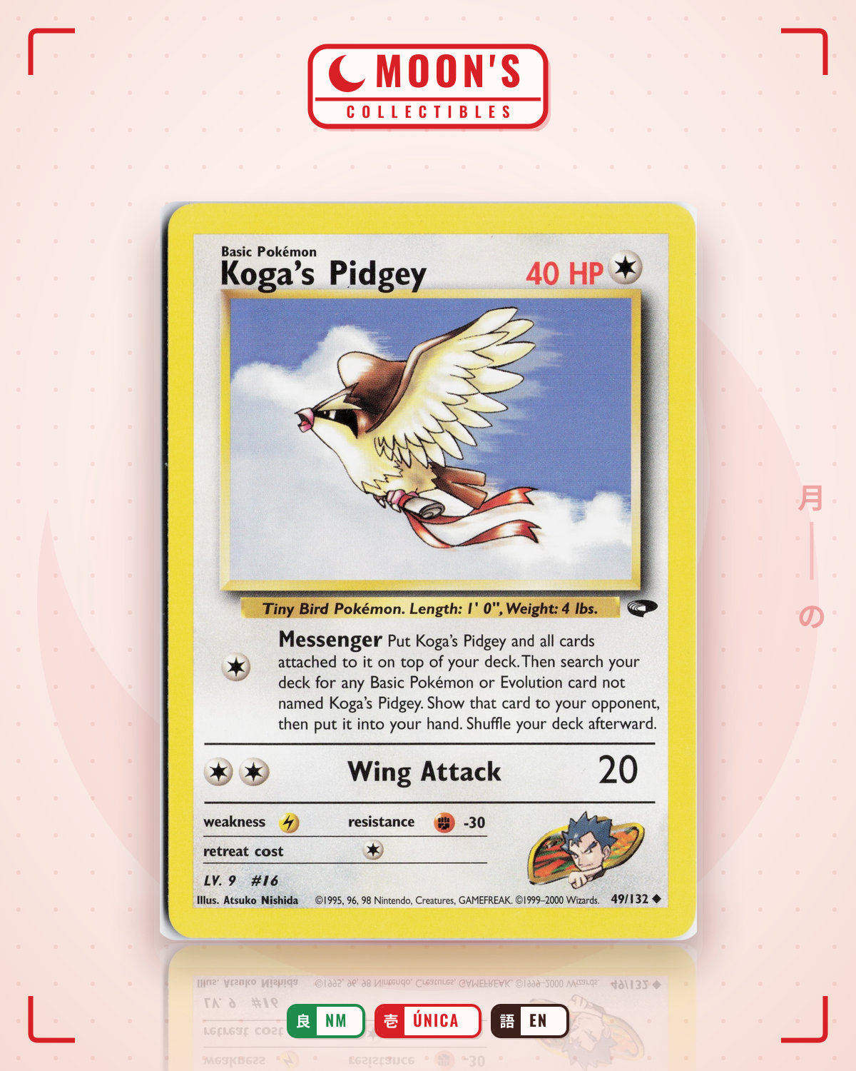 Carta Pokémon Koga's Pidgey · Gym Challenge #49/132 (NM) — pieza única en Moon's Collectibles México