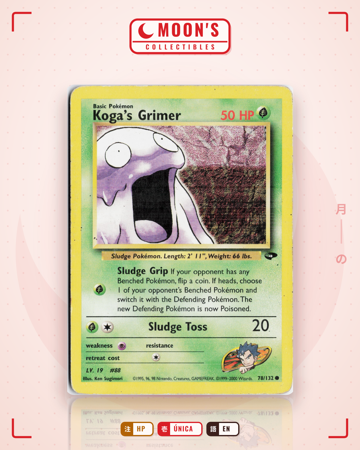 Carta Pokémon Koga's Grimer · Gym Challenge #78/132 (HP) — pieza única en Moon's Collectibles México