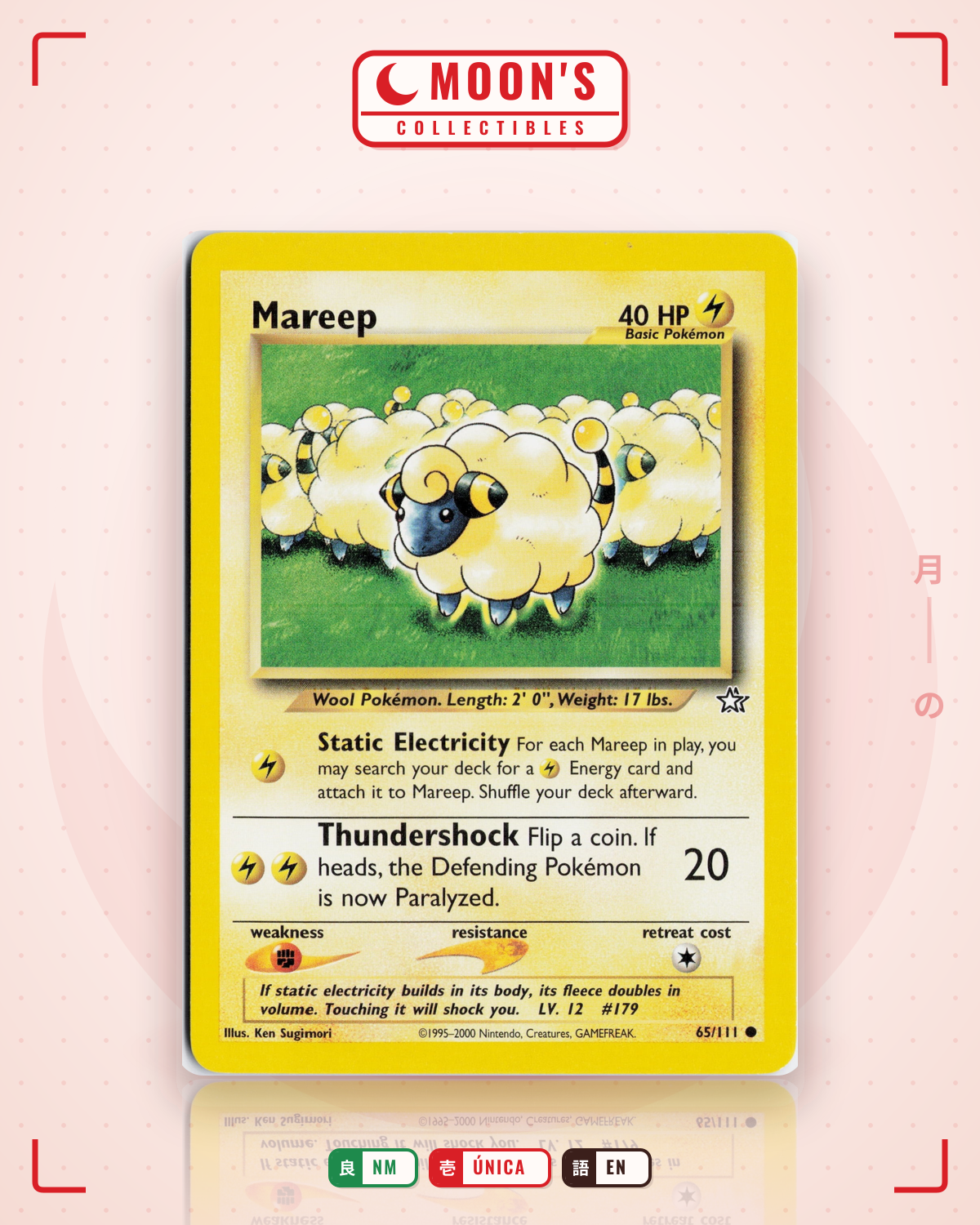 Carta Pokémon Mareep · Neo Genesis #65/111 (NM) — pieza única en Moon's Collectibles México