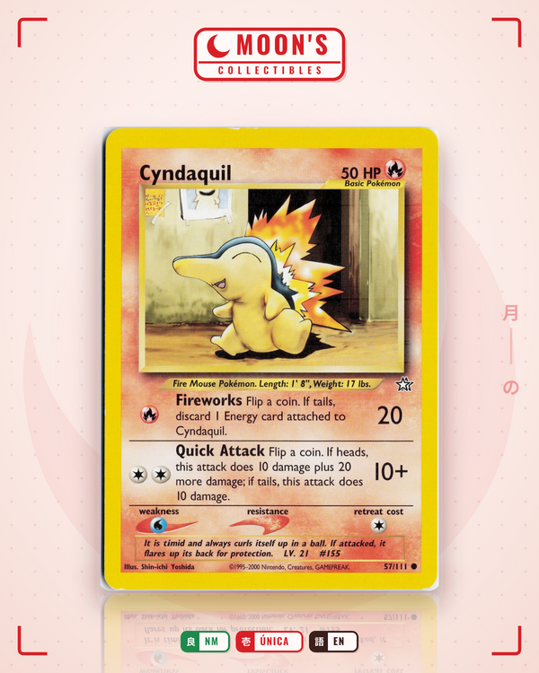 Carta Pokémon Cyndaquil · Neo Genesis #57/111 (NM) — pieza única en Moon's Collectibles México