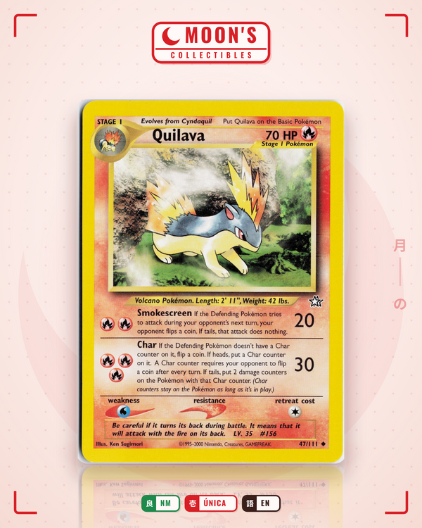 Carta Pokémon Quilava · Neo Genesis #47/111 (NM) — pieza única en Moon's Collectibles México