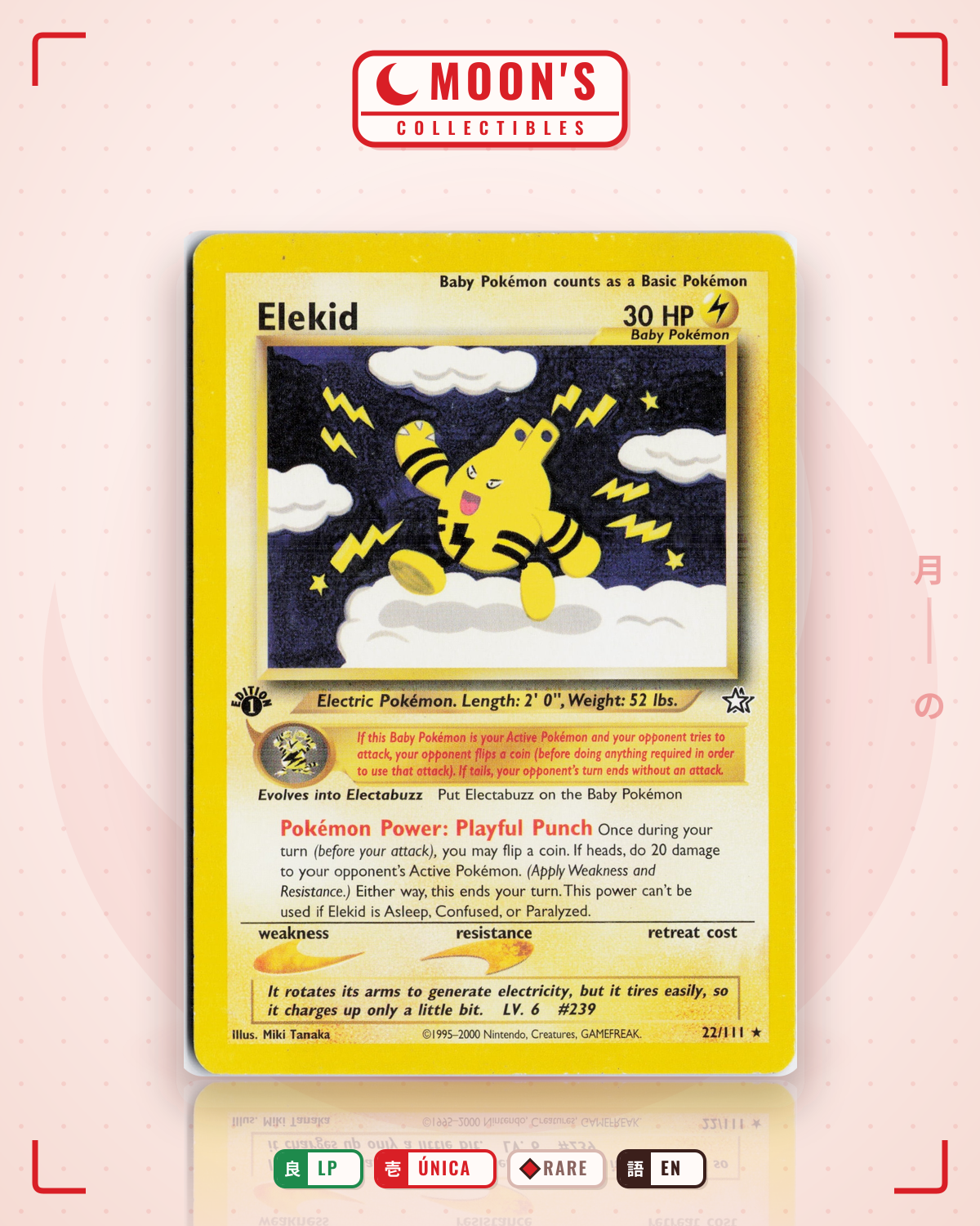 Carta Pokémon Elekid · Neo Genesis #22/111 (LP) — pieza única en Moon's Collectibles México