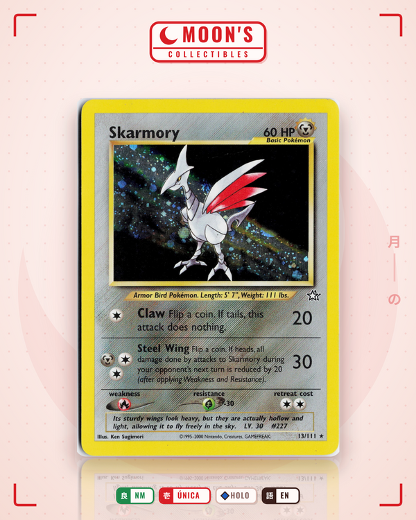 Carta Pokémon Skarmory · Neo Genesis #13/111 (NM) — pieza única en Moon's Collectibles México