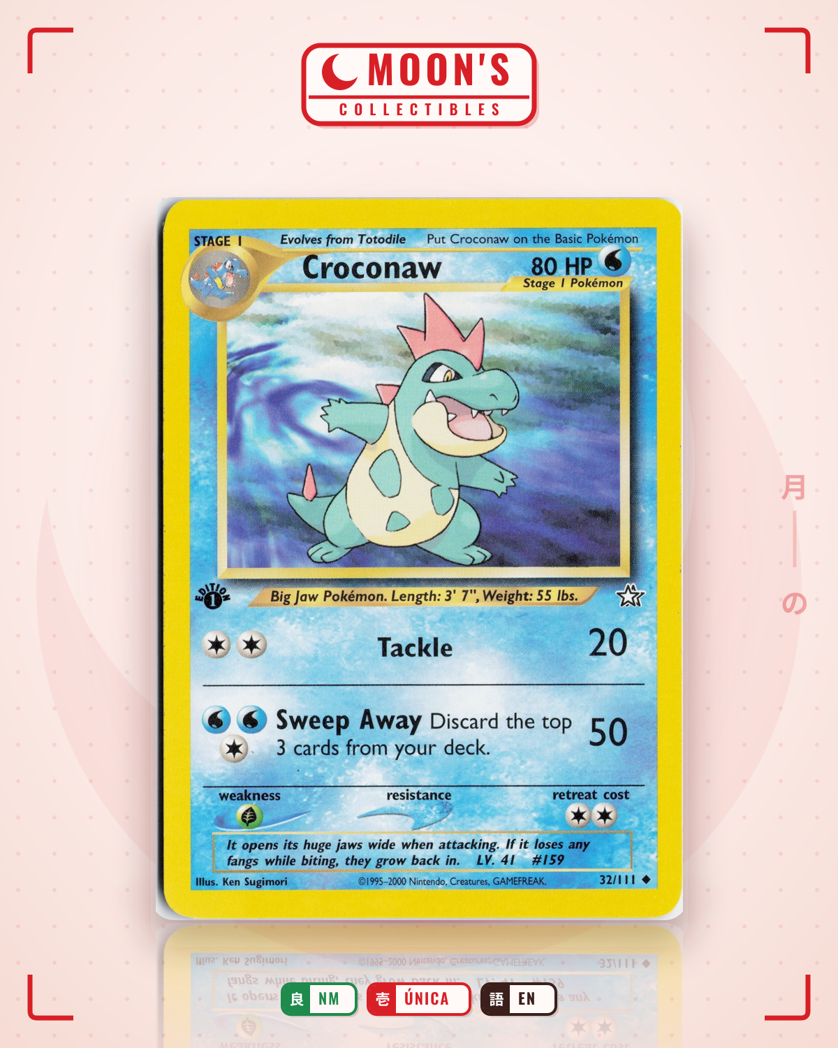 Carta Pokémon Croconaw · Neo Genesis #32/111 (NM) — pieza única en Moon's Collectibles México