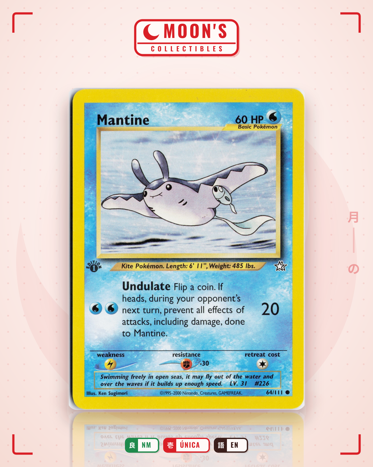 Carta Pokémon Mantine · Neo Genesis #64/111 (NM) — pieza única en Moon's Collectibles México