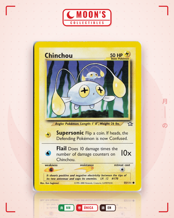 Carta Pokémon Chinchou · Neo Genesis #55/111 (NM) — pieza única en Moon's Collectibles México