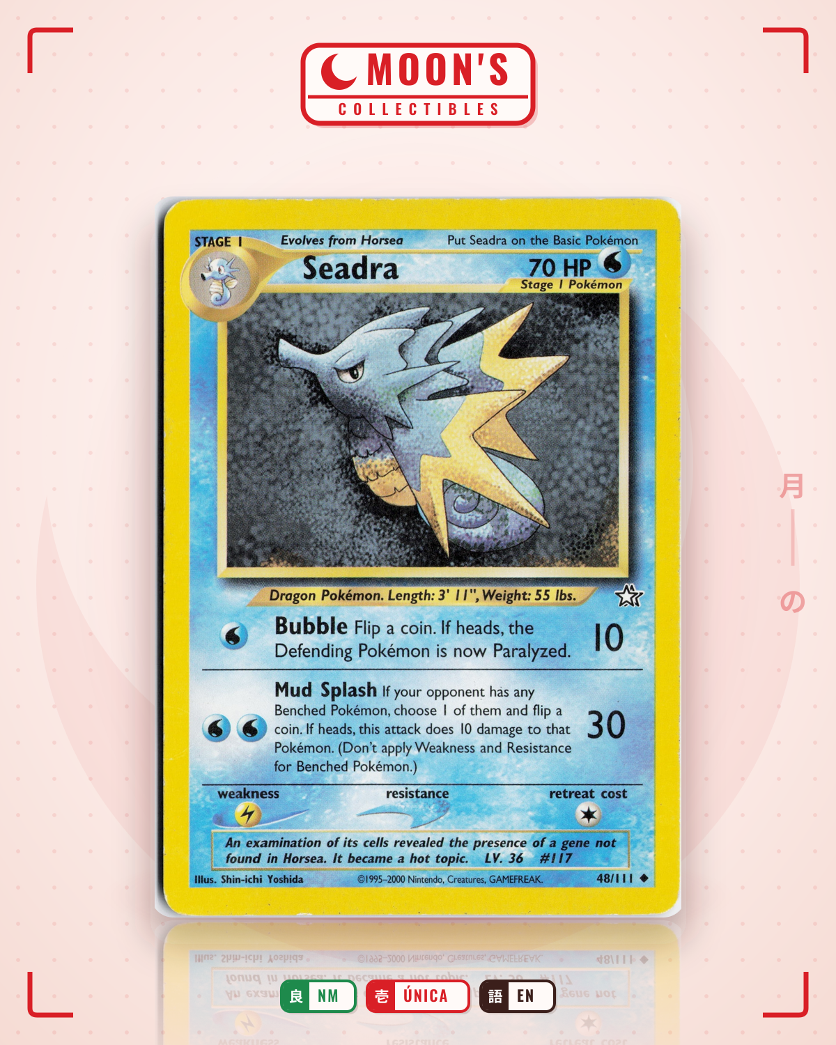 Carta Pokémon Seadra · Neo Genesis #48/111 (NM) — pieza única en Moon's Collectibles México