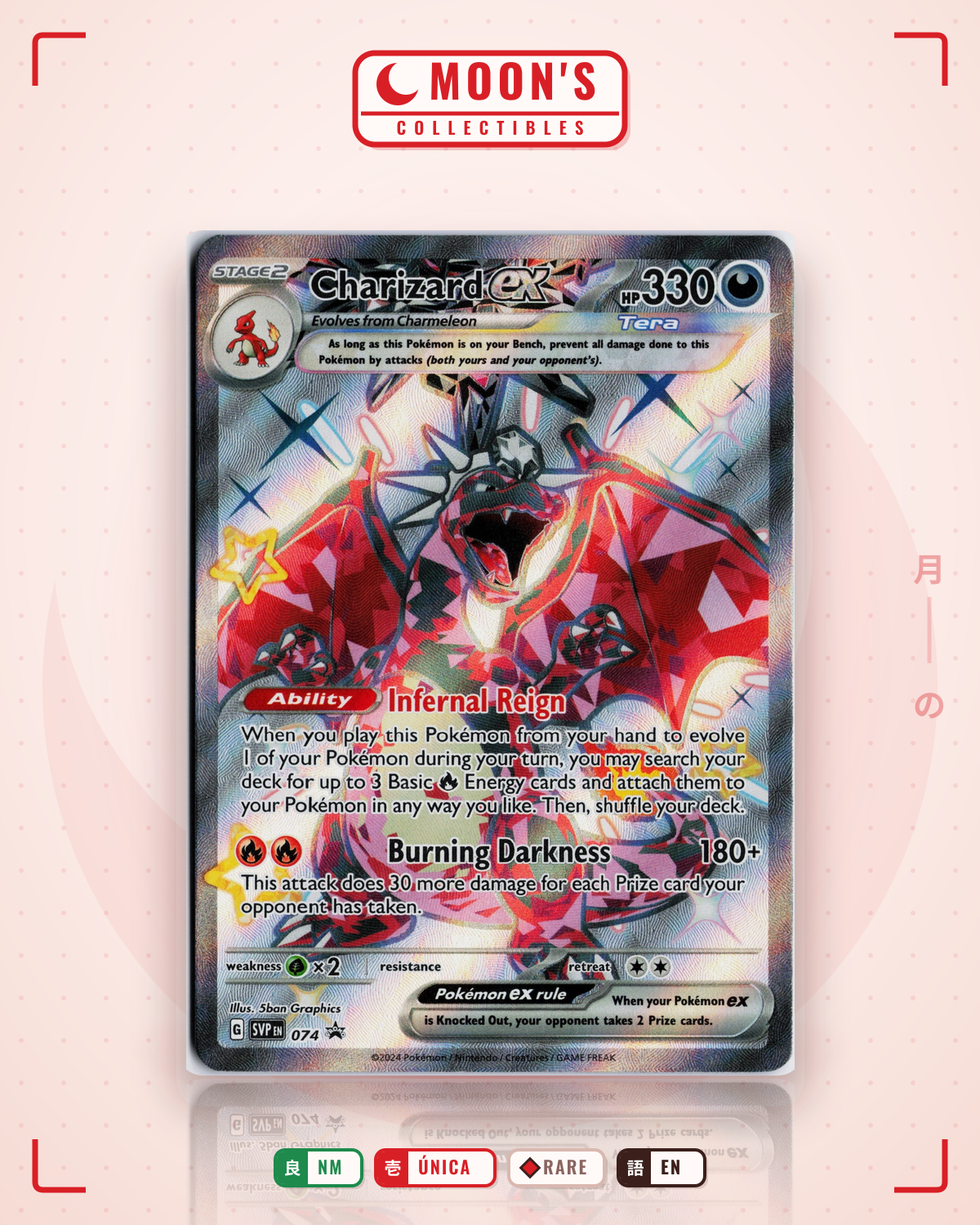 Carta Pokémon Charizard ex · Scarlet & Violet Black Star Promos #074 (NM) — pieza única en Moon's Collectibles México