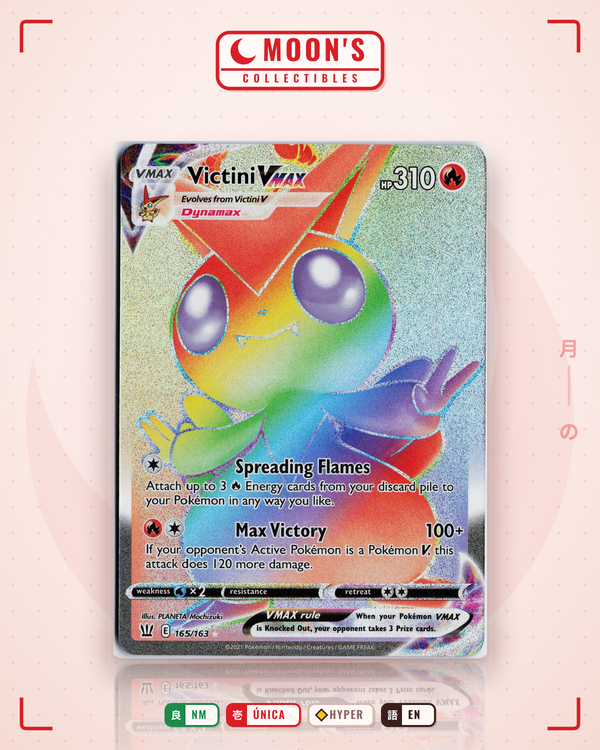 Carta Pokémon Victini VMAX · Battle Styles #165/163 (NM) — pieza única en Moon's Collectibles México