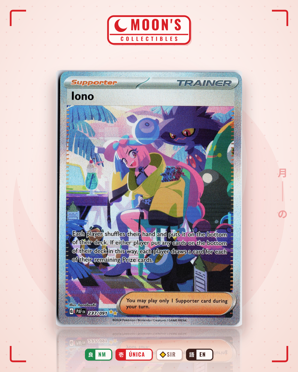 Carta Pokémon Iono · Paldean Fates #237/091 (NM) — pieza única en Moon's Collectibles México