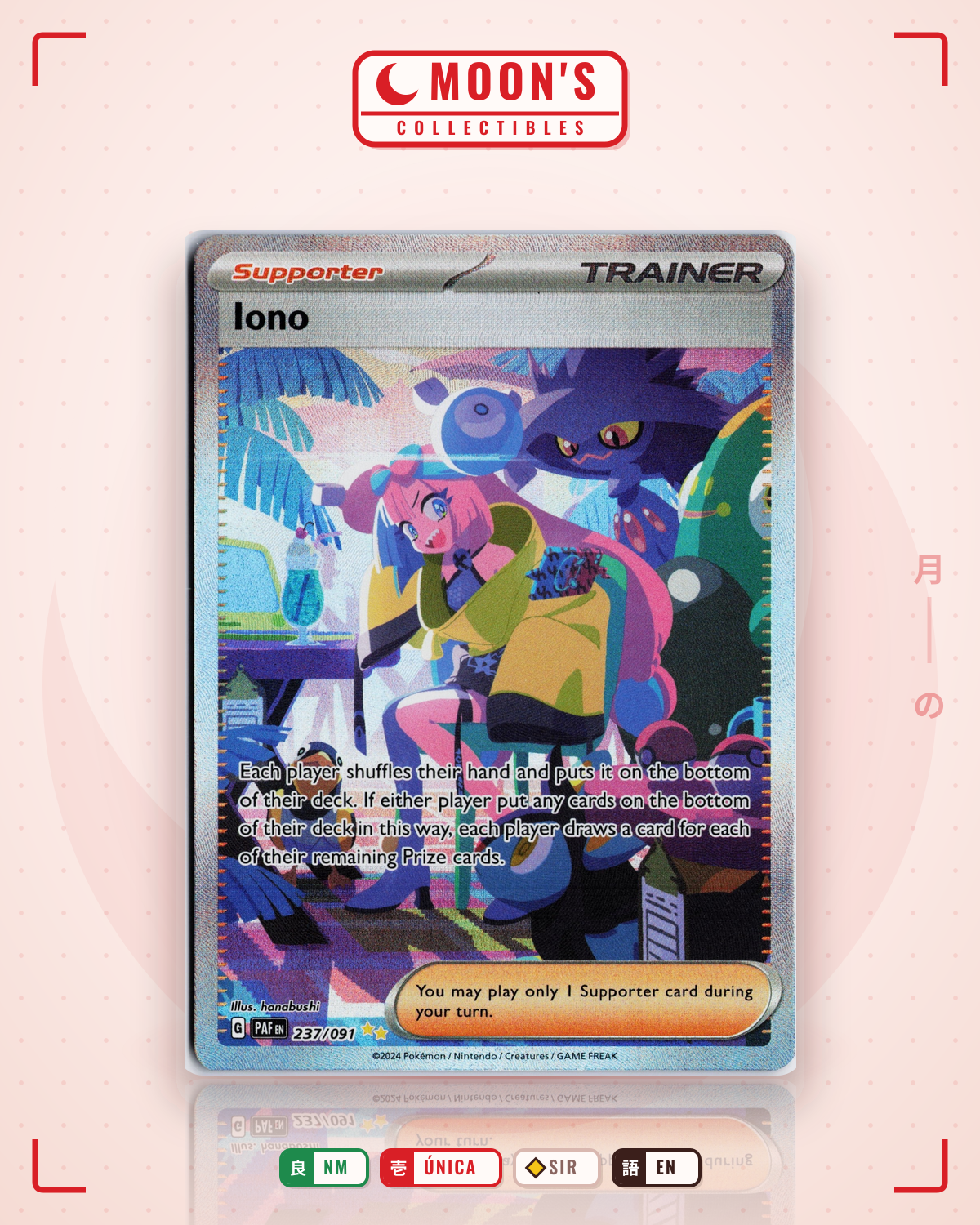 Carta Pokémon Iono · Paldean Fates #237/091 (NM) — pieza única en Moon's Collectibles México