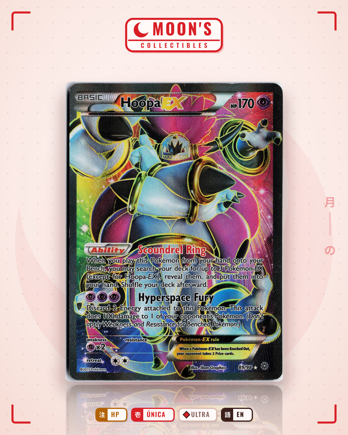 Carta Pokémon Hoopa-EX · Ancient Origins #89/98 (HP) — pieza única en Moon's Collectibles México
