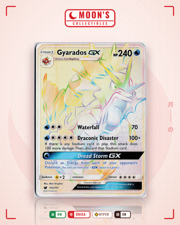 Carta Pokémon Gyarados-GX · Crimson Invasion #112/111 (NM) — pieza única en Moon's Collectibles México