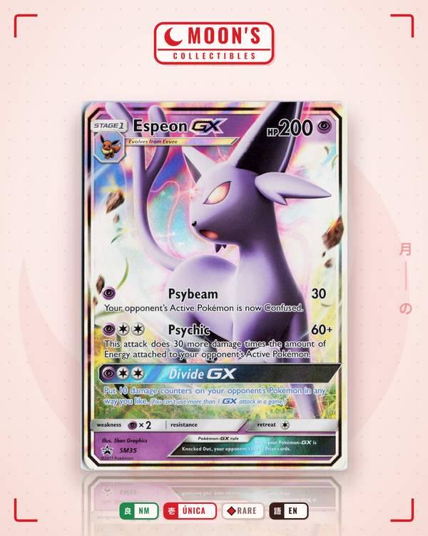 Carta Pokémon Espeon-GX · SM Black Star Promos #SM35 (NM) — pieza única en Moon's Collectibles México