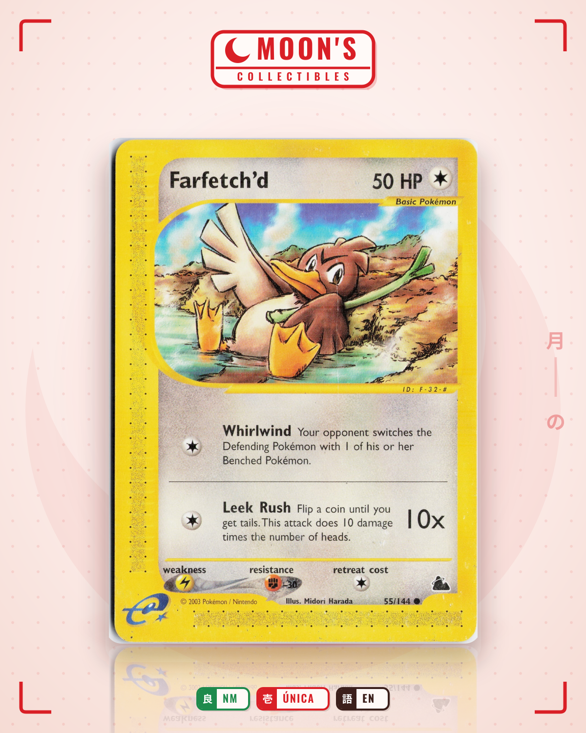 Carta Pokémon Farfetch'd · Skyridge #55/144 (NM) — pieza única en Moon's Collectibles México