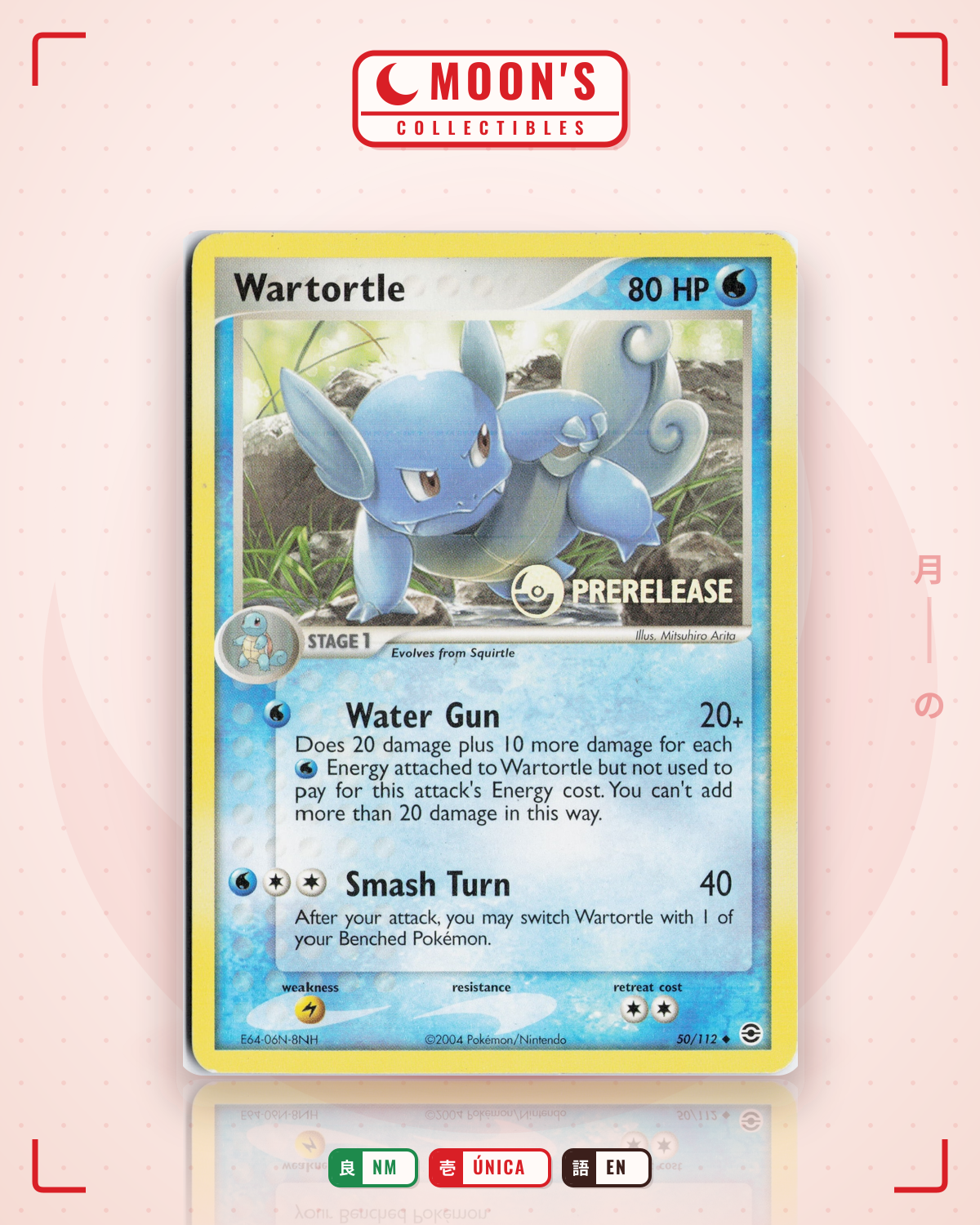 Carta Pokémon Wartortle · FireRed & LeafGreen #50/112 (NM) — pieza única en Moon's Collectibles México
