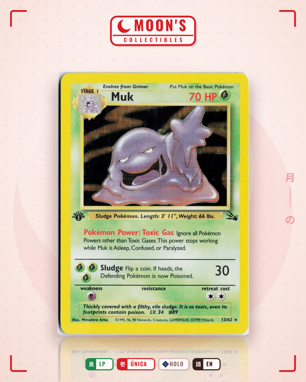 Carta Pokémon Muk · Fossil #13/62 (LP) — pieza única en Moon's Collectibles México