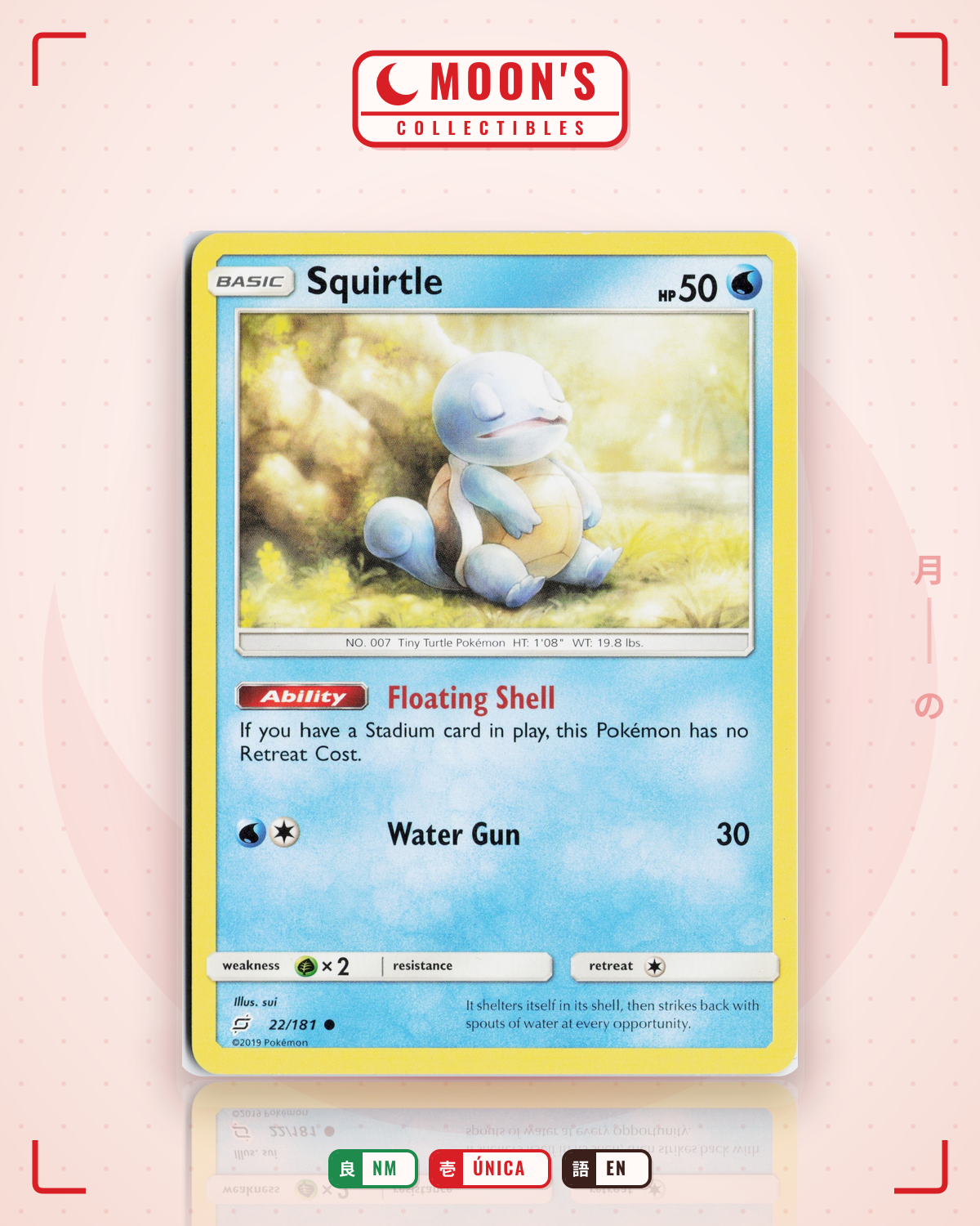 Carta Pokémon Squirtle · Team Up #22/181 (NM) — pieza única en Moon's Collectibles México