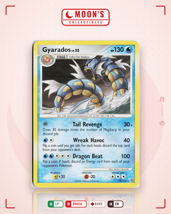 Carta Pokémon Gyarados · Stormfront #19/100 (LP) — pieza única en Moon's Collectibles México