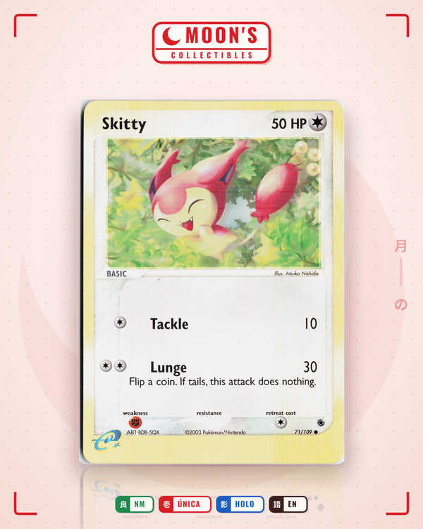 Carta Pokémon Skitty · Ruby & Sapphire #71/109 (NM) — pieza única en Moon's Collectibles México