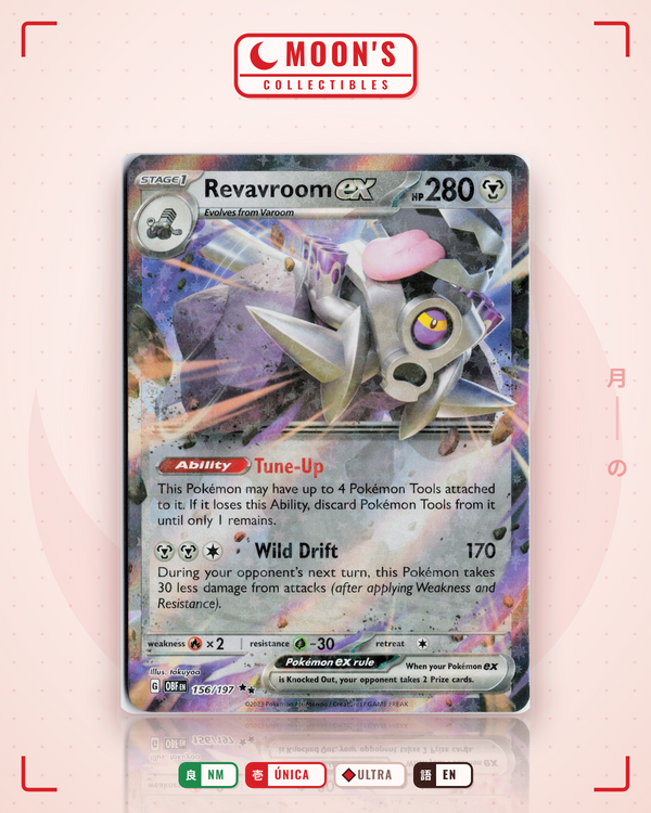Carta Pokémon Revavroom ex · Obsidian Flames #156/197 (NM) — pieza única en Moon's Collectibles México