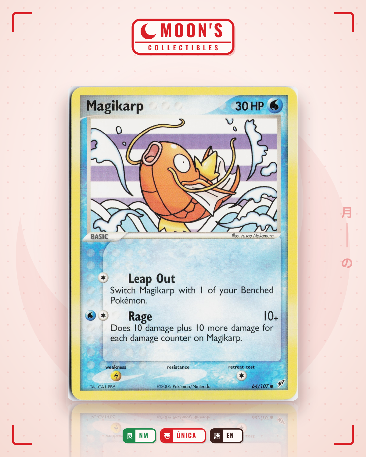Carta Pokémon Magikarp · Deoxys #64/107 (NM) — pieza única en Moon's Collectibles México