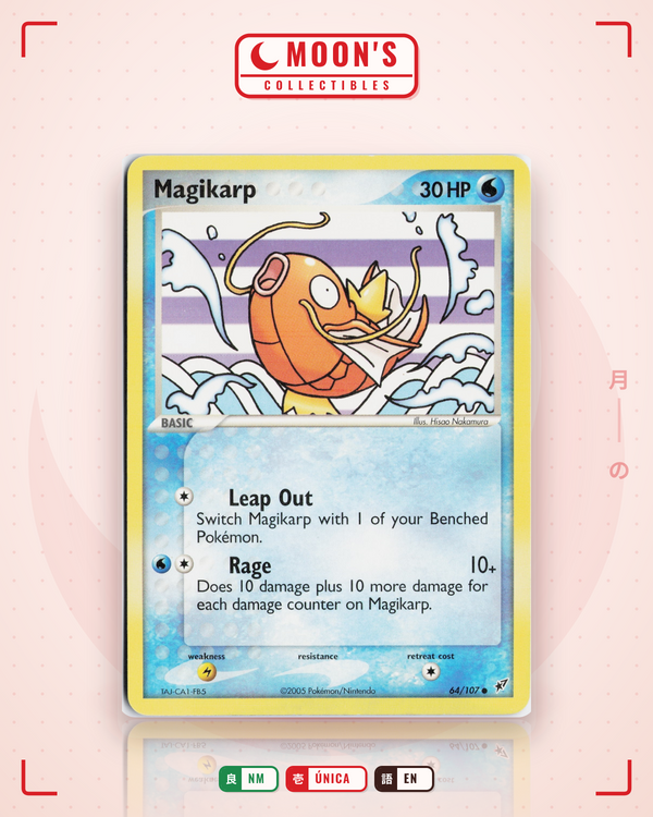 Carta Pokémon Magikarp · Deoxys #64/107 (NM) — pieza única en Moon's Collectibles México