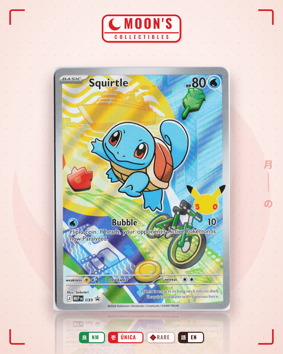 Carta Pokémon Squirtle · Mega Evolution Black Star Promos #039 (NM) — pieza única en Moon's Collectibles México