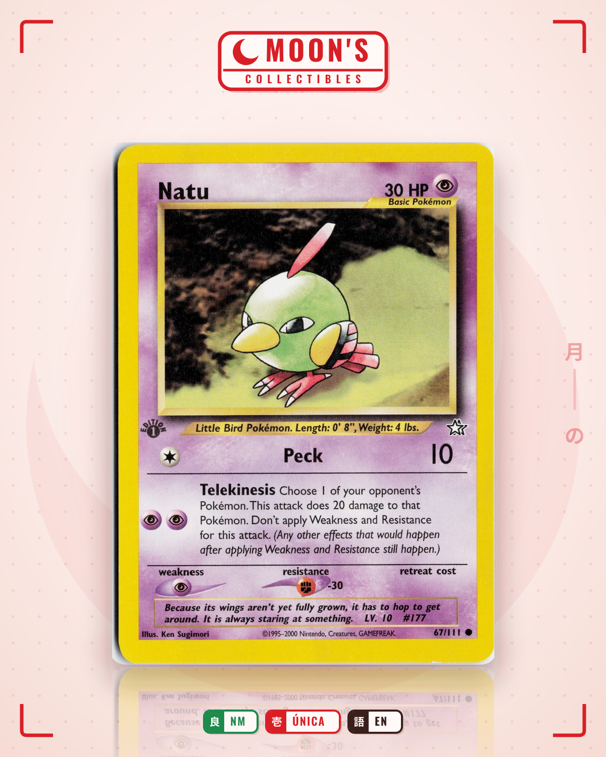 Carta Pokémon Natu · Neo Genesis #67/111 (NM) — pieza única en Moon's Collectibles México