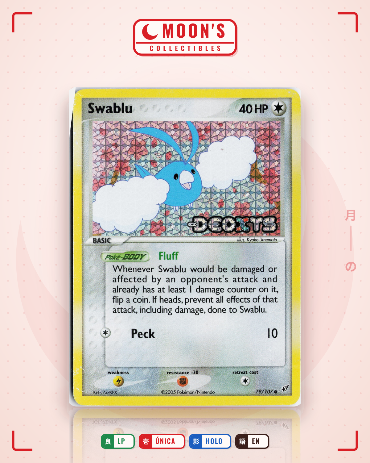 Carta Pokémon Swablu · Deoxys #79/107 (LP) — pieza única en Moon's Collectibles México