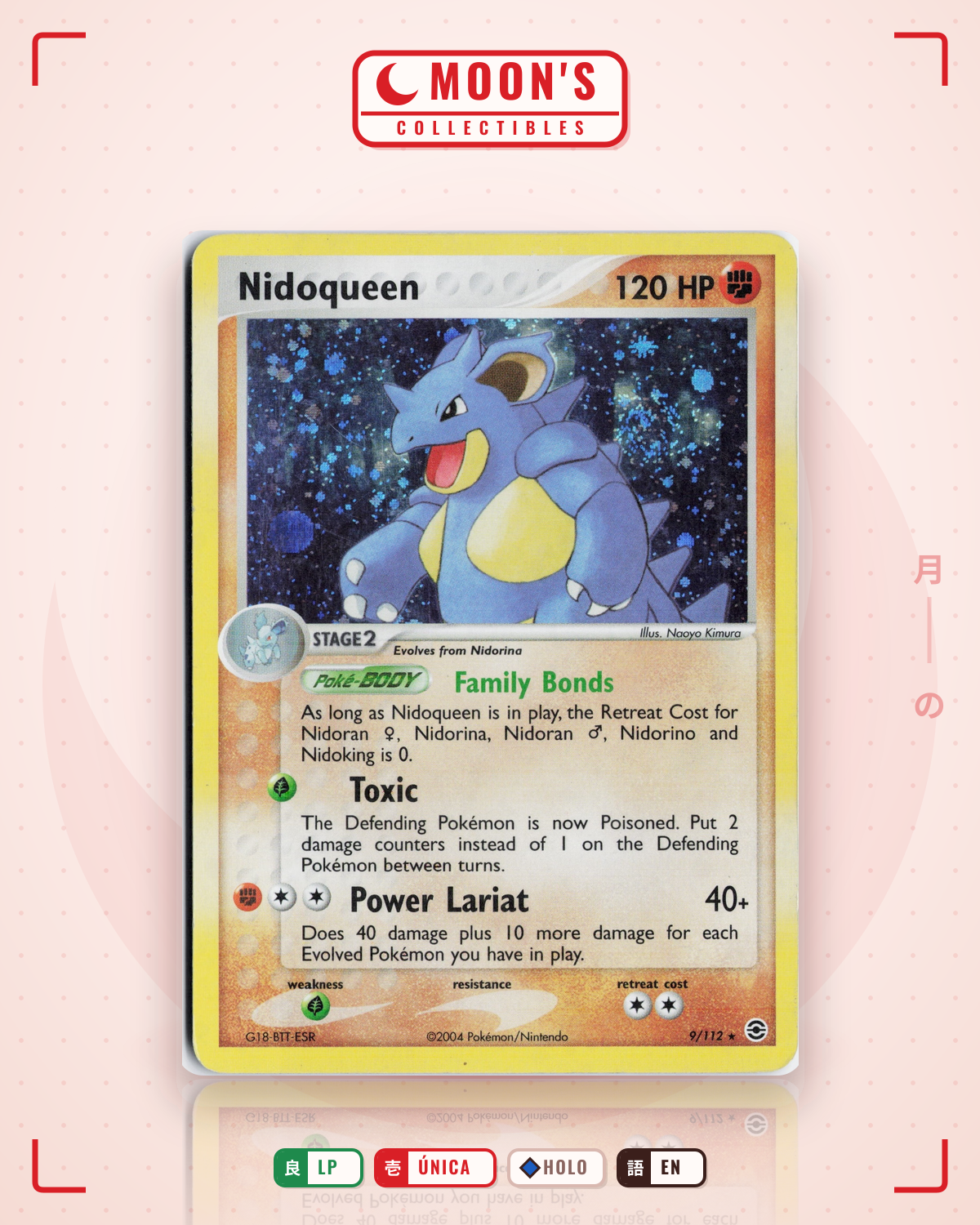Carta Pokémon Nidoqueen · FireRed & LeafGreen #9/112 (LP) — pieza única en Moon's Collectibles México