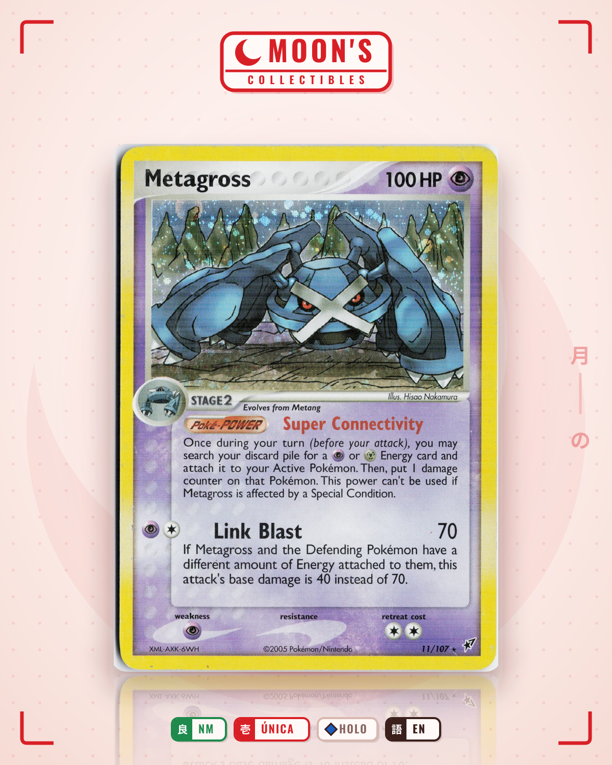 Carta Pokémon Metagross · Deoxys #11/107 (NM) — pieza única en Moon's Collectibles México