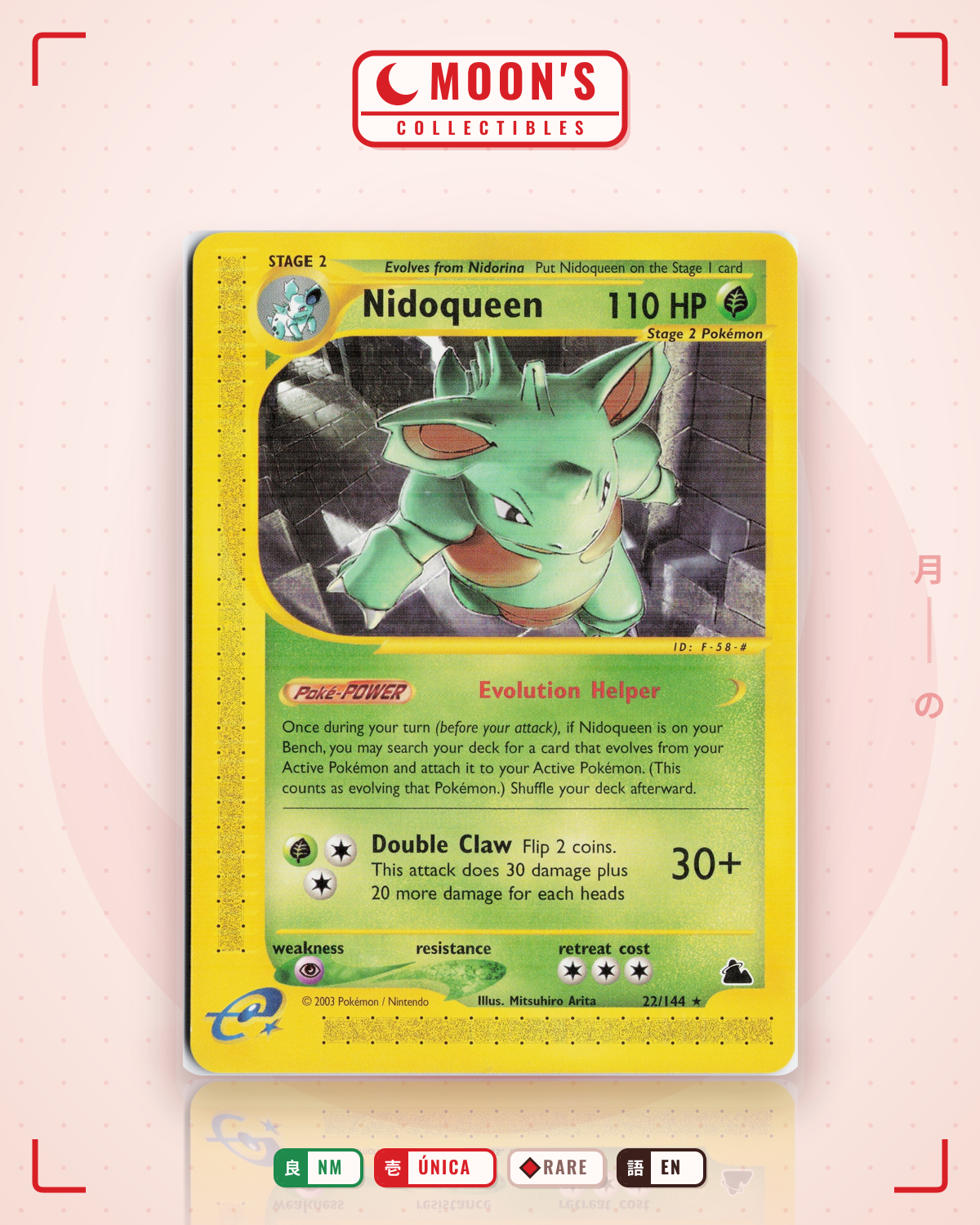 Carta Pokémon Nidoqueen · Skyridge #22/144 (NM) — pieza única en Moon's Collectibles México