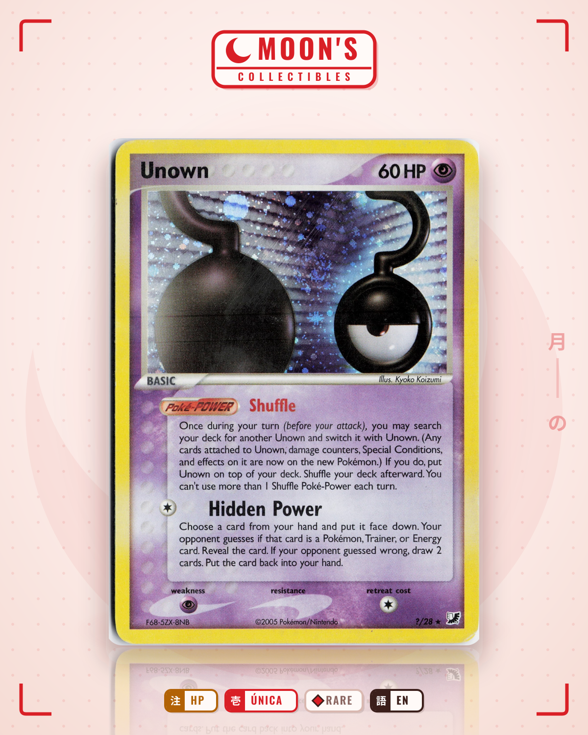 Carta Pokémon Unown · Unseen Forces #!/28 (HP) — pieza única en Moon's Collectibles México